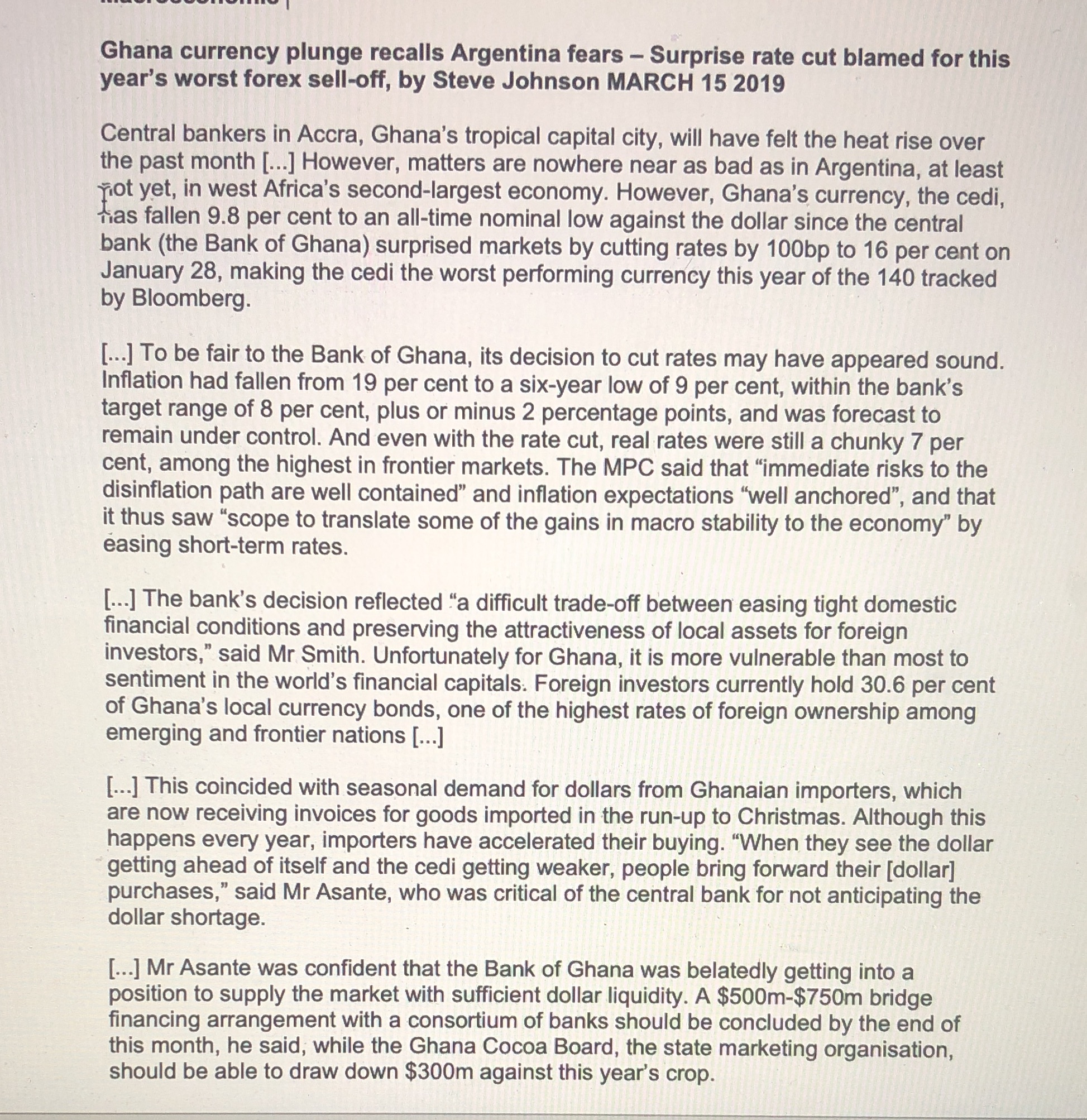 Below are three questions asking about different influences on the exchange rate