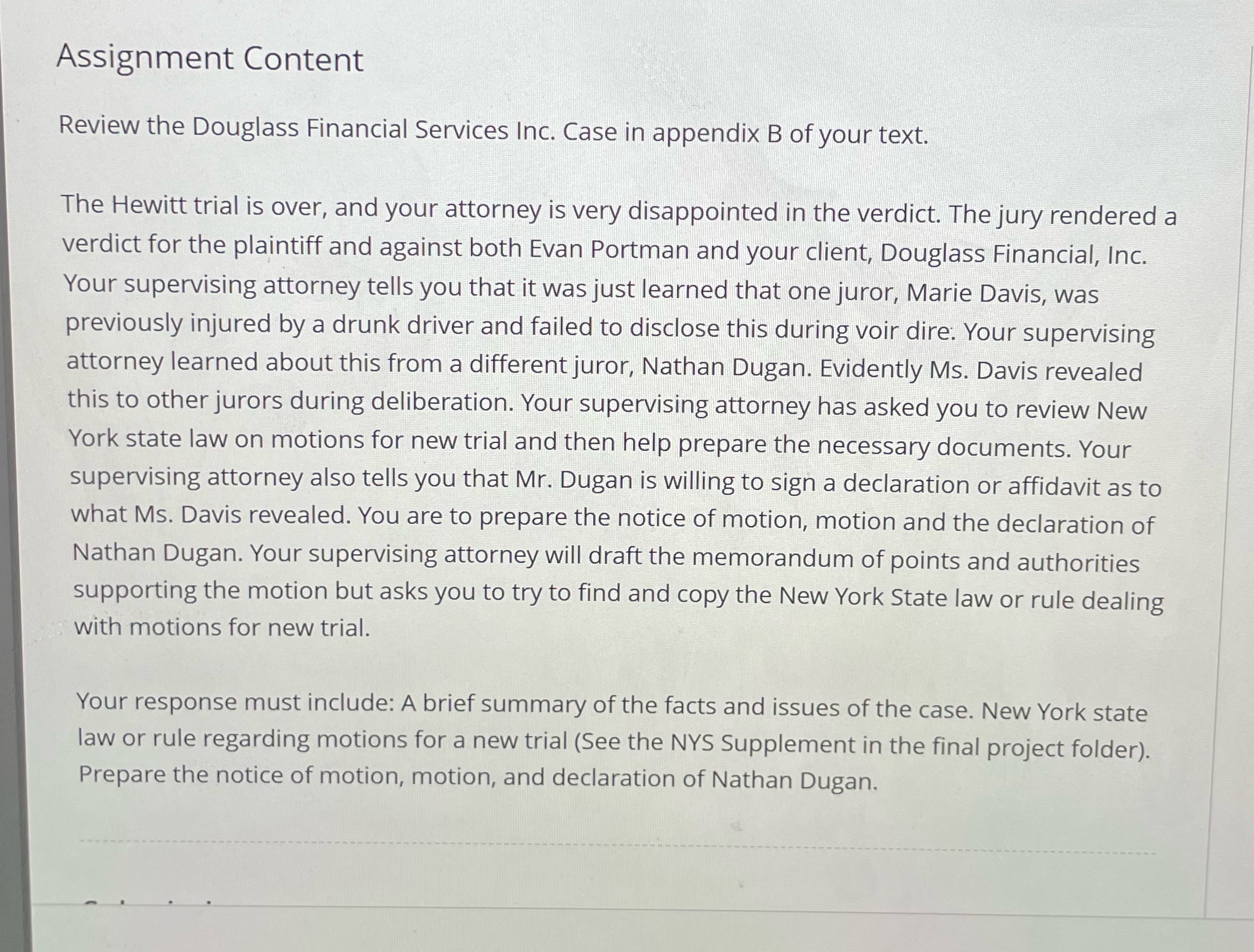 I need help in doing this Assignment Content Review the Douglass Financial