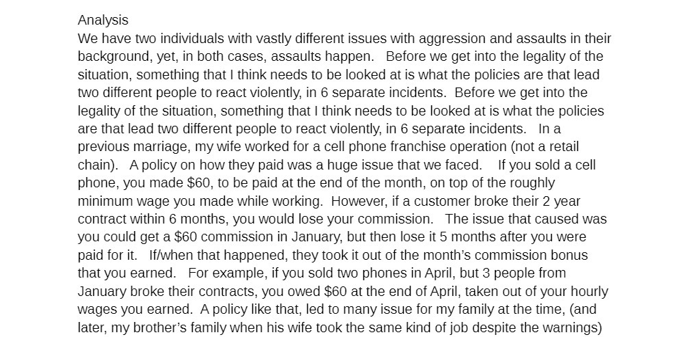  Analysis We have two individuals with vastly different issues with aggression