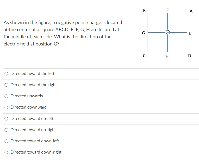 at G E the middle of each side. What is the direction