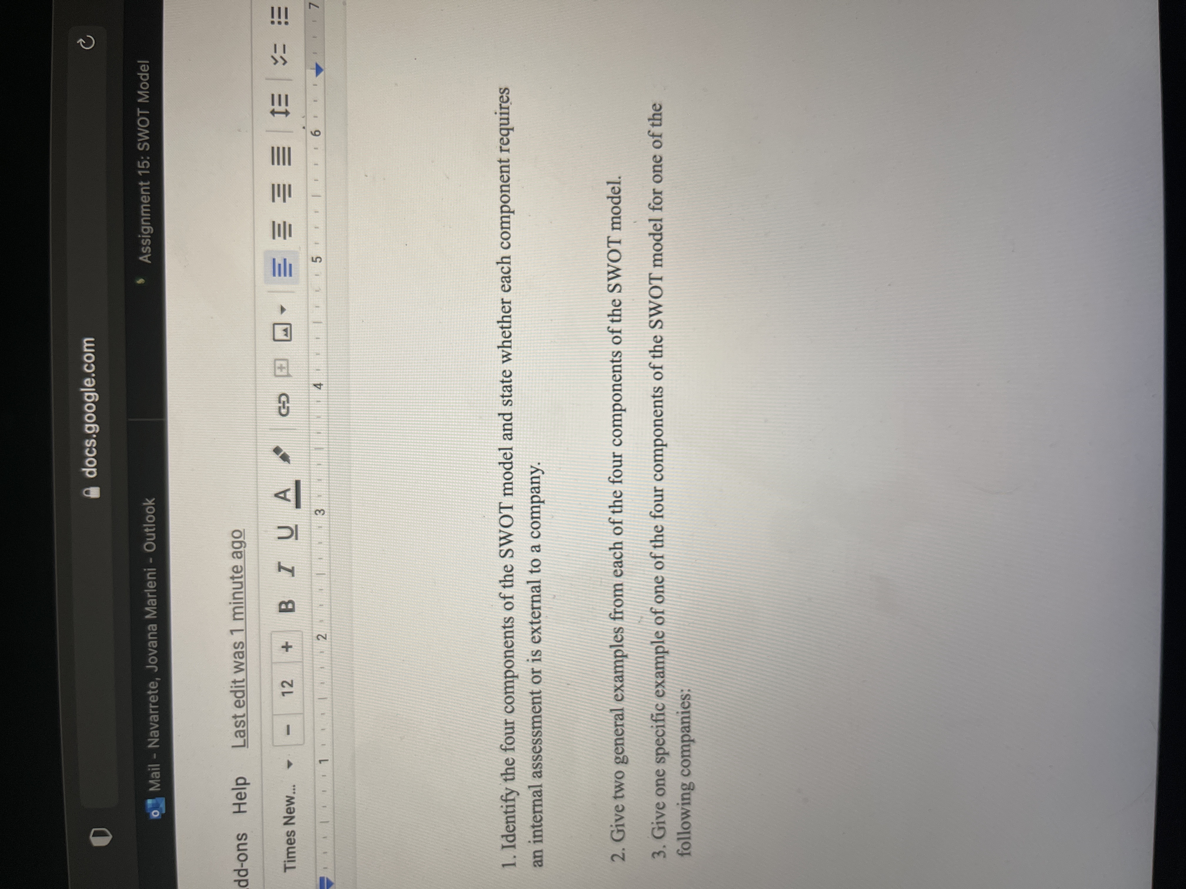 docs.google.com C Mail - Navarrete, Jovana Marleni - Outlook Assignment 15: