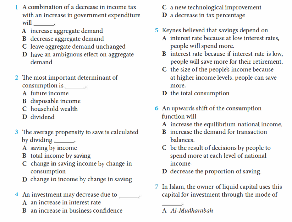 l A combination of a decrease in income tax C a