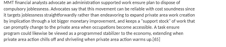  MMT nancial analysts advocate an administration supported work ensure plan to