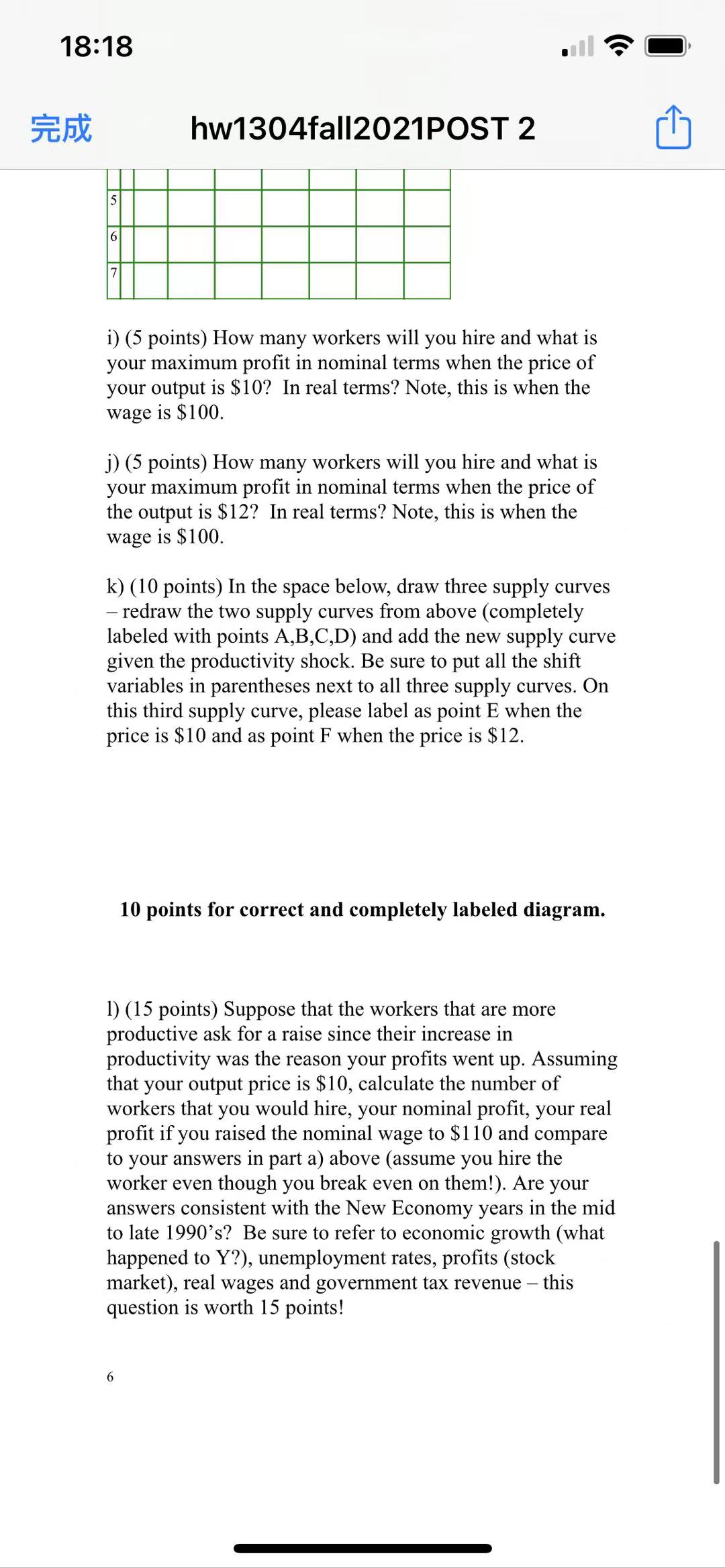 worker. The output price of your product is $10. Fill in the