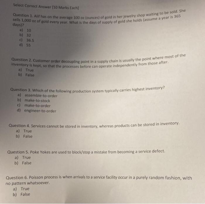 Y6 Select Correct Answer [10 Marks Each] Question 1. Alif has on