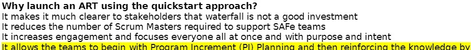  Why launch an ART using the quickstart approach? It makes it