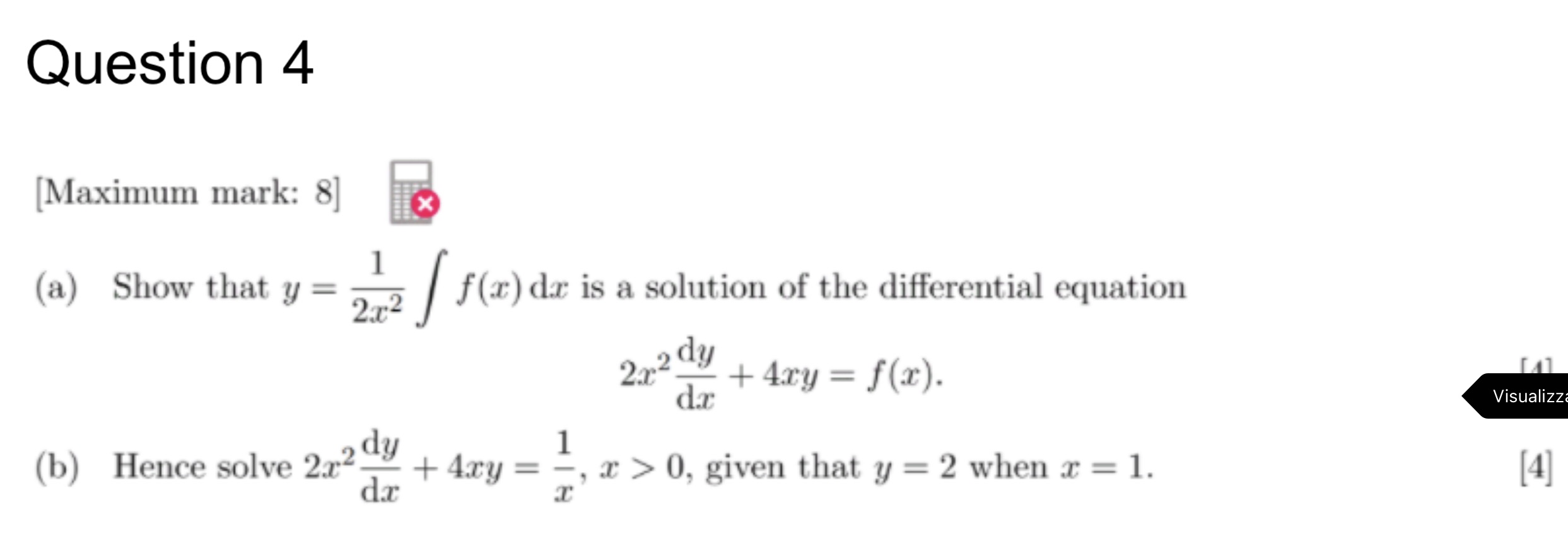  Question 4 [Maximum mark: 8] X (a) Show that y =