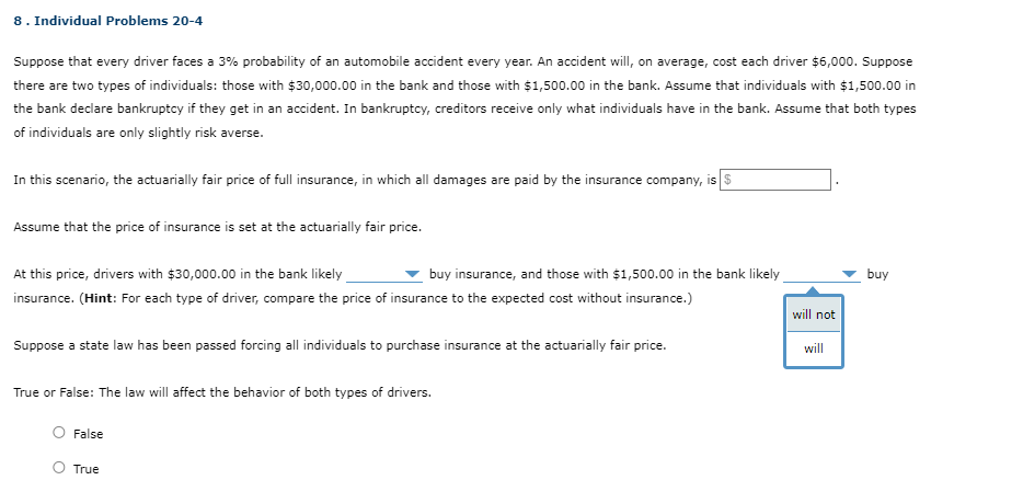 3% probability of an automobile accident every year. An accident will, on