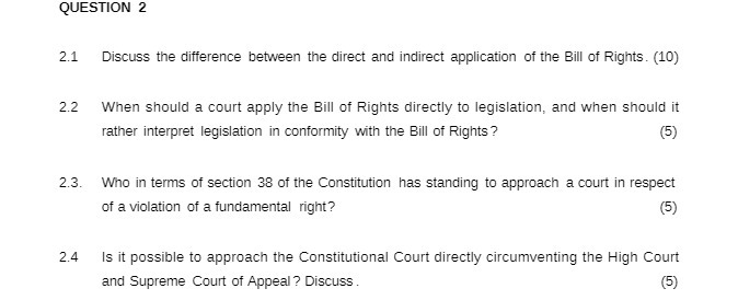QUESTION 2 2.1 Discuss the difference between the direct and indirect