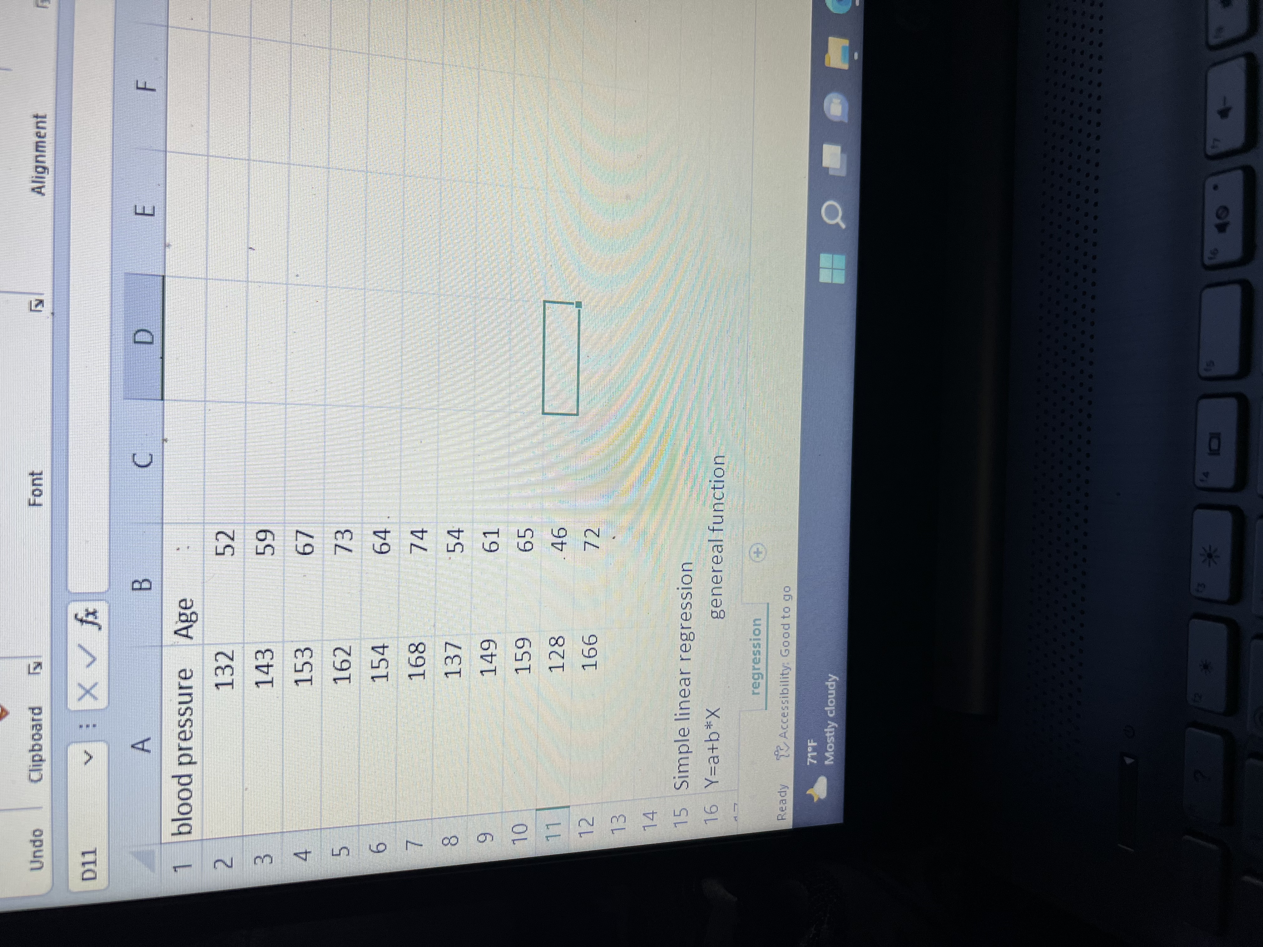 Undo Clipboard Font IN Alignment D11 X v fx A B