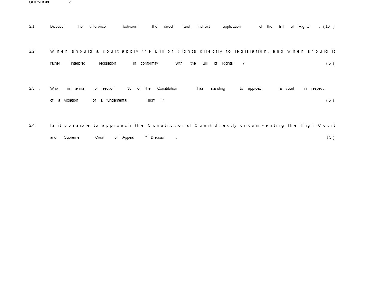  QUESTION 2.1 Discuss the difference between the direct and indirect application