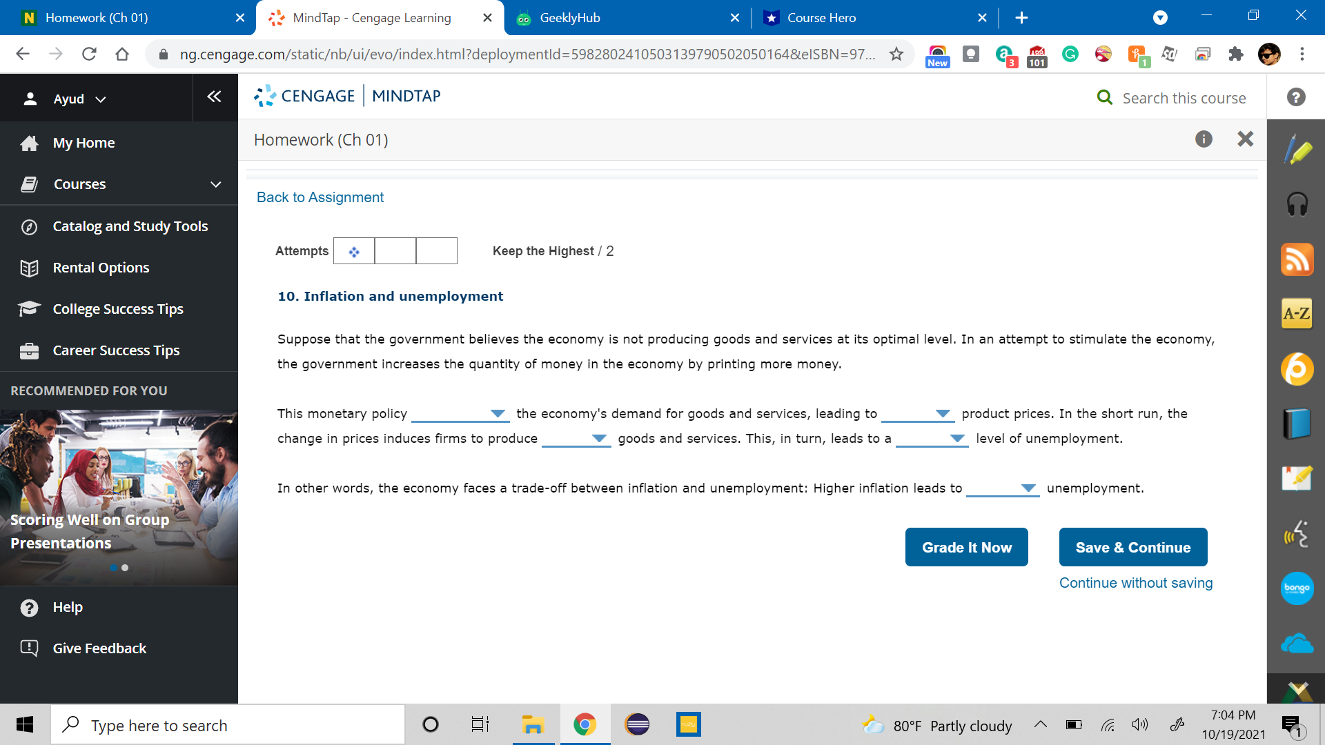 N Homework (Ch 01) X MindTap - Cengage Learning X oo