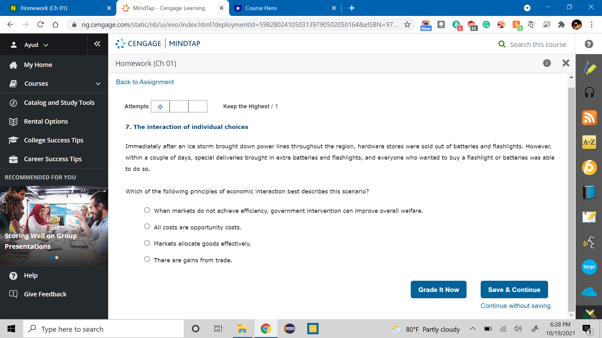  N Homework (Ch 01) X MindTap - Cengage Learning X Course