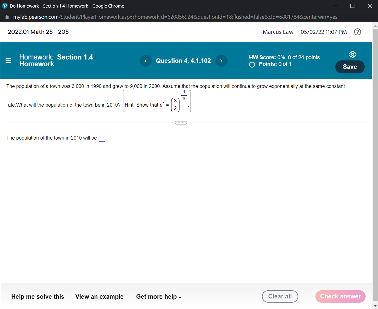 Section 1.4 Hw Score: 0%, o of24 points Homework Part1 ofE 0