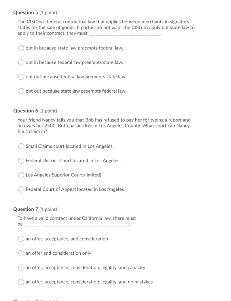 for the United Commercial Code True False Question 2 (1 point) Which