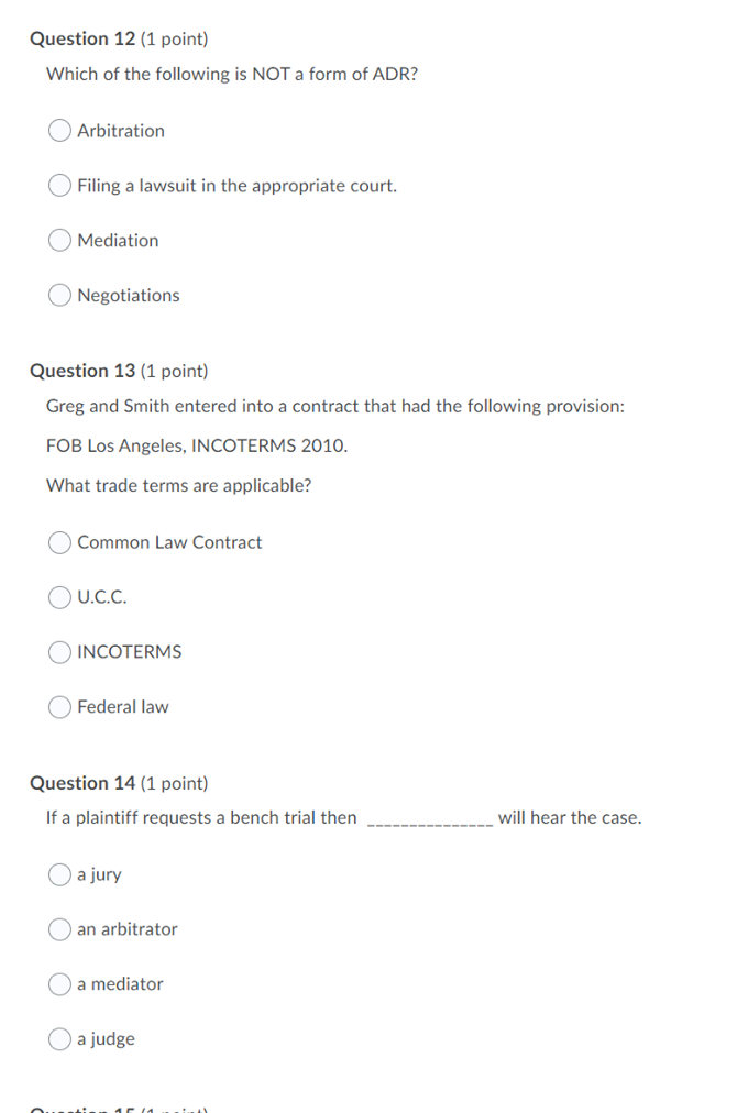 breach of contract action? O Statute of fraud Perfect Tender Rule Duress