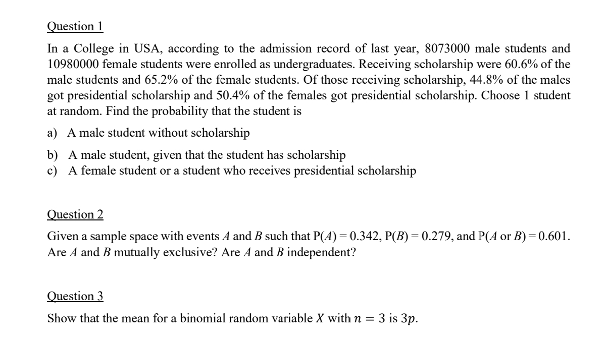 Please make sure your answer is correct!and write tidy!thx Question 1 In