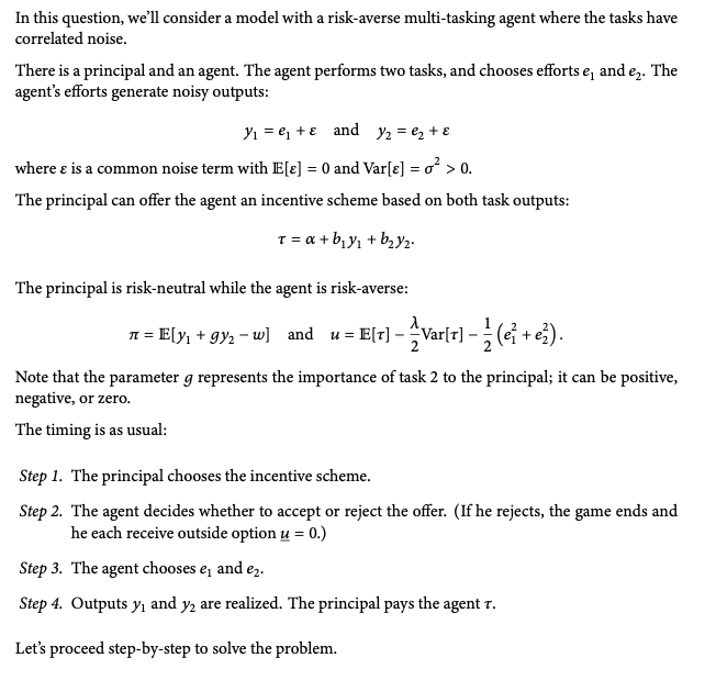 In this question, we'll consider a model with a risk-averse multi-taslting
