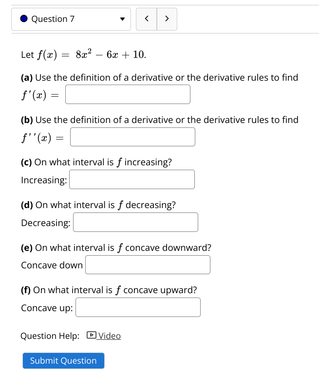 O Question 7 2 - + 10. Let (a) Use the definition