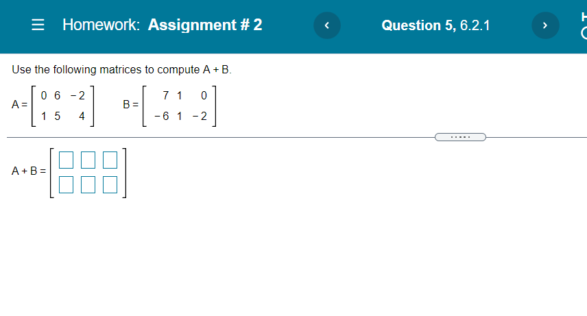 1 of 2 (a) Construct the matrix A = [A; ] if