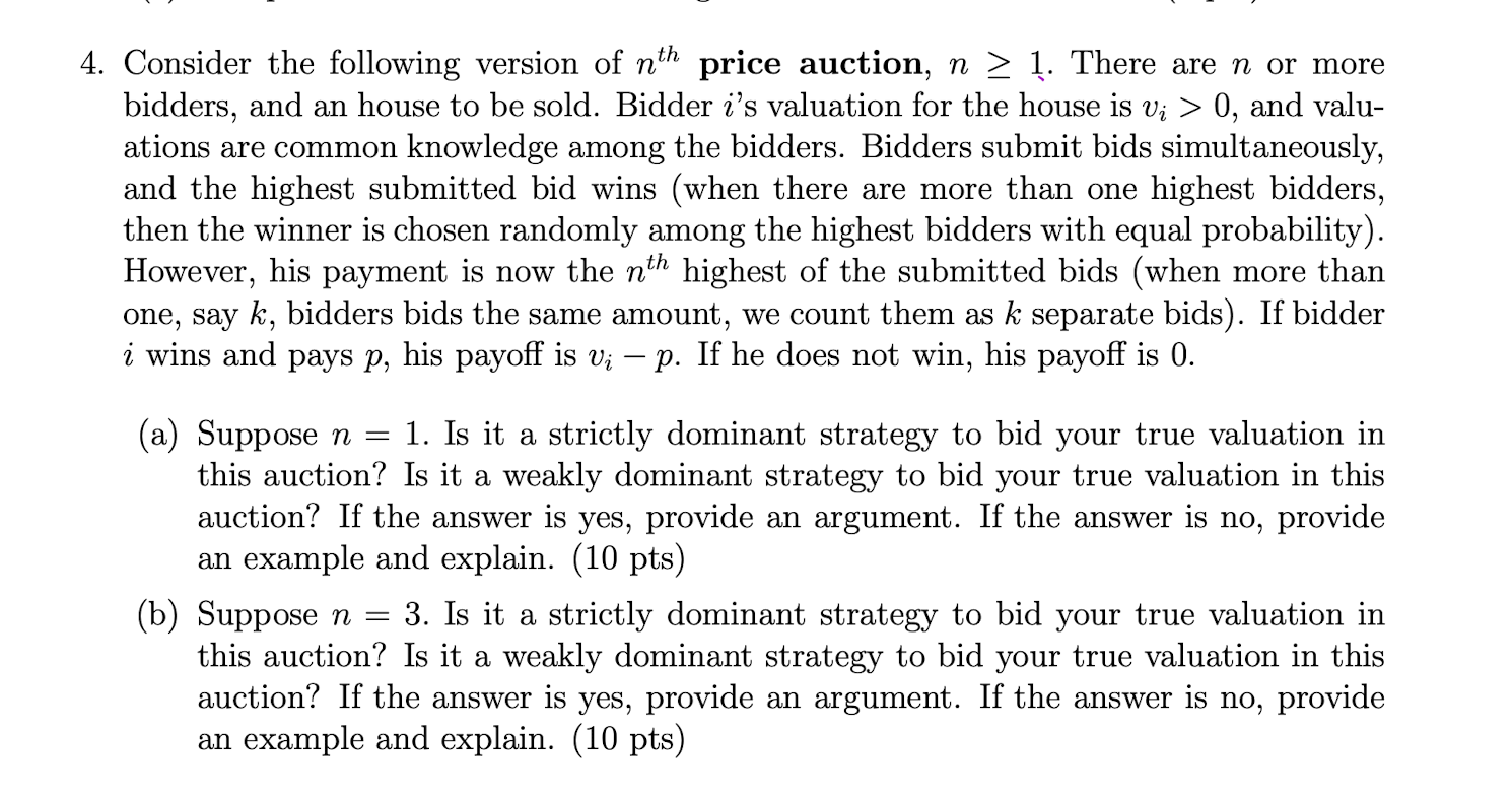 question attached - game theory 4. Consider the following version of nth