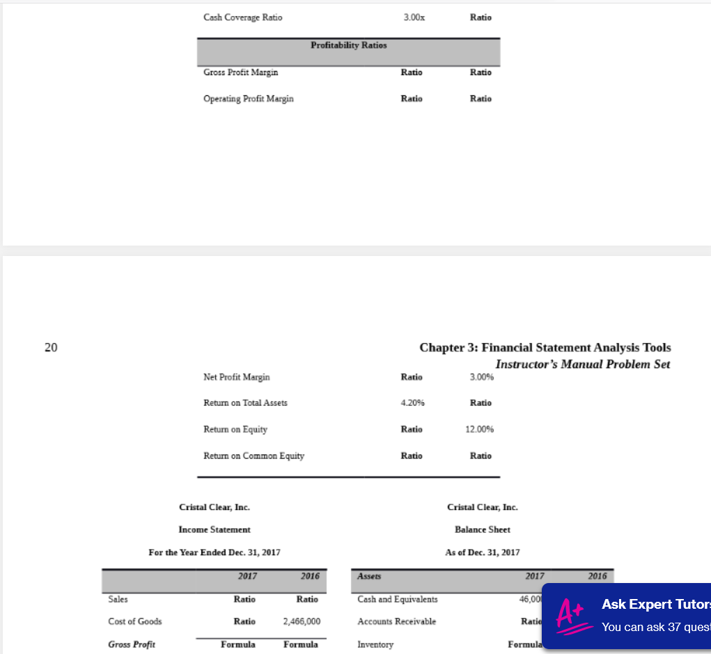 erased parts of its 2017 and 2016 financial statements. Help the company
