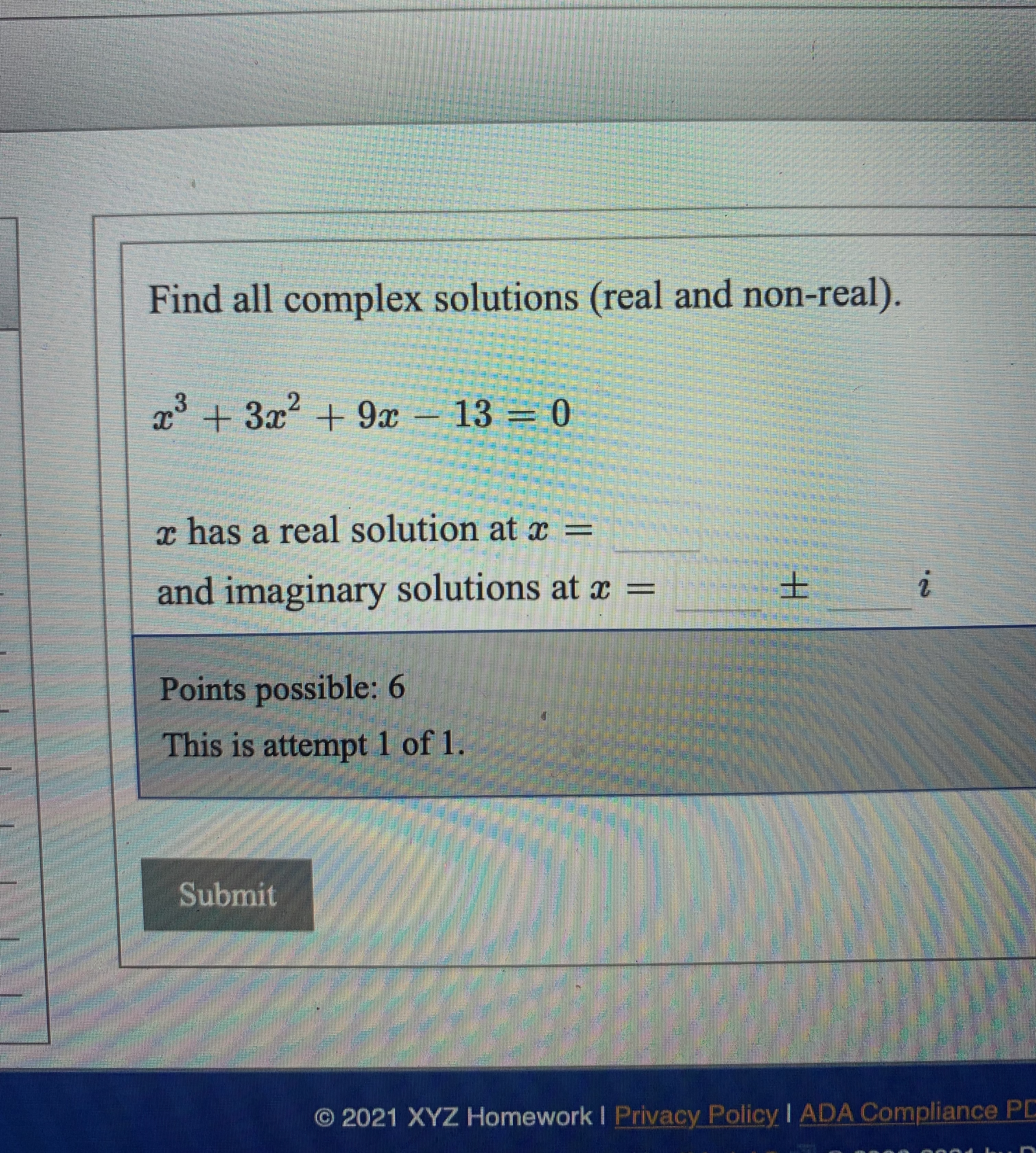 Find all complex solutions (real and non-real) x'+ 3x + 9x