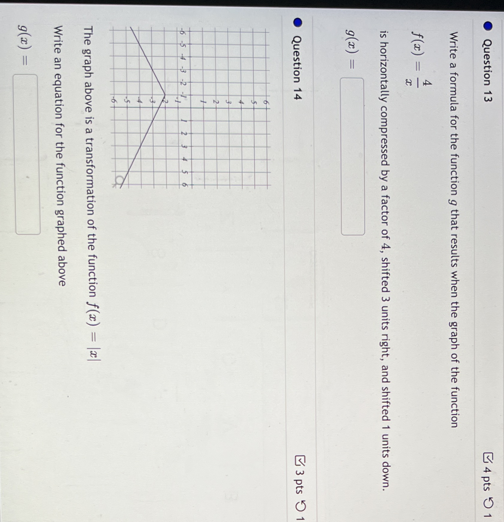  . Question 13 4 pts ) 1 Write a formula for