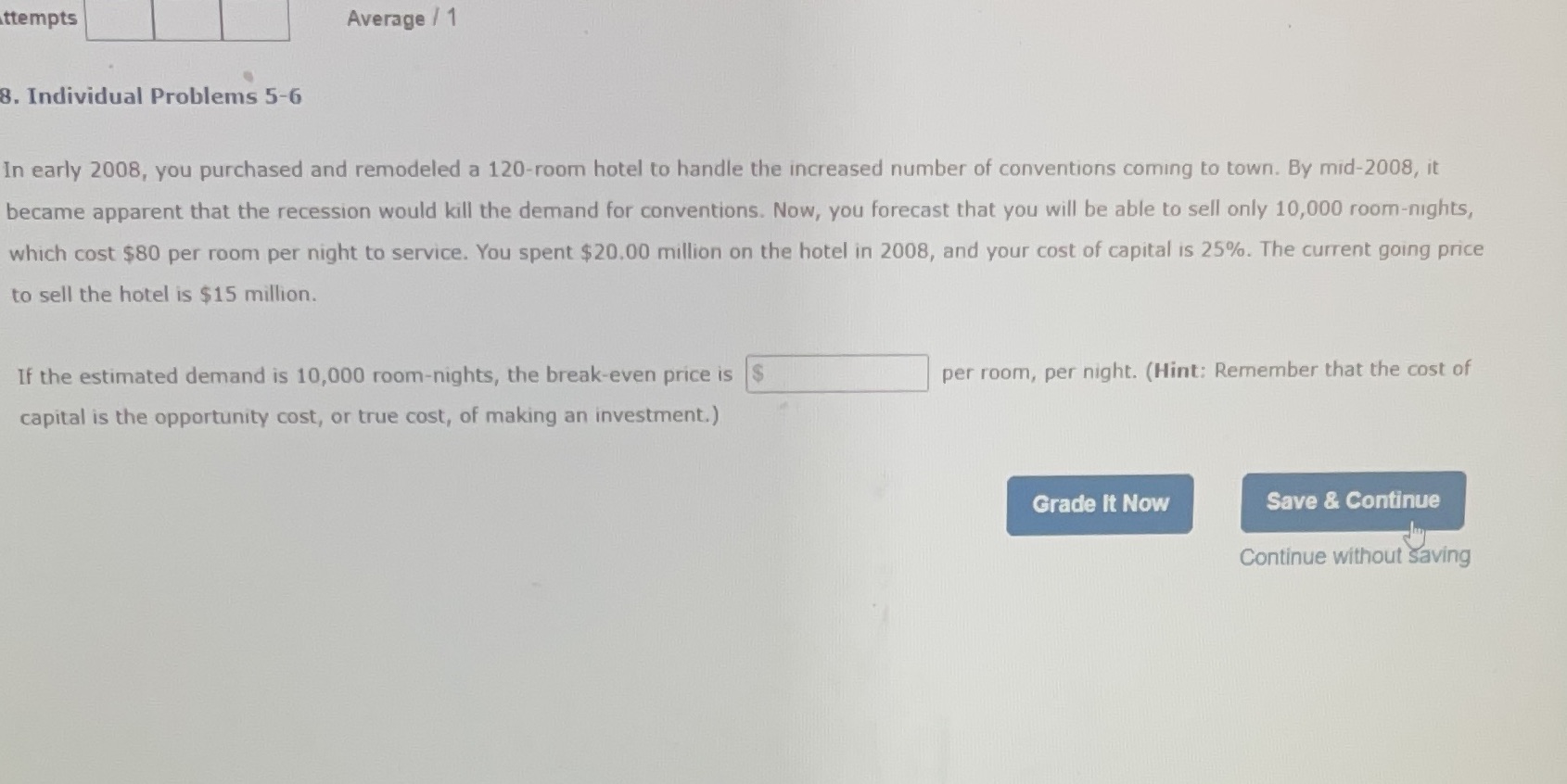 ttempts Average / 1 8. Individual Problems 5-6 In early 2008,
