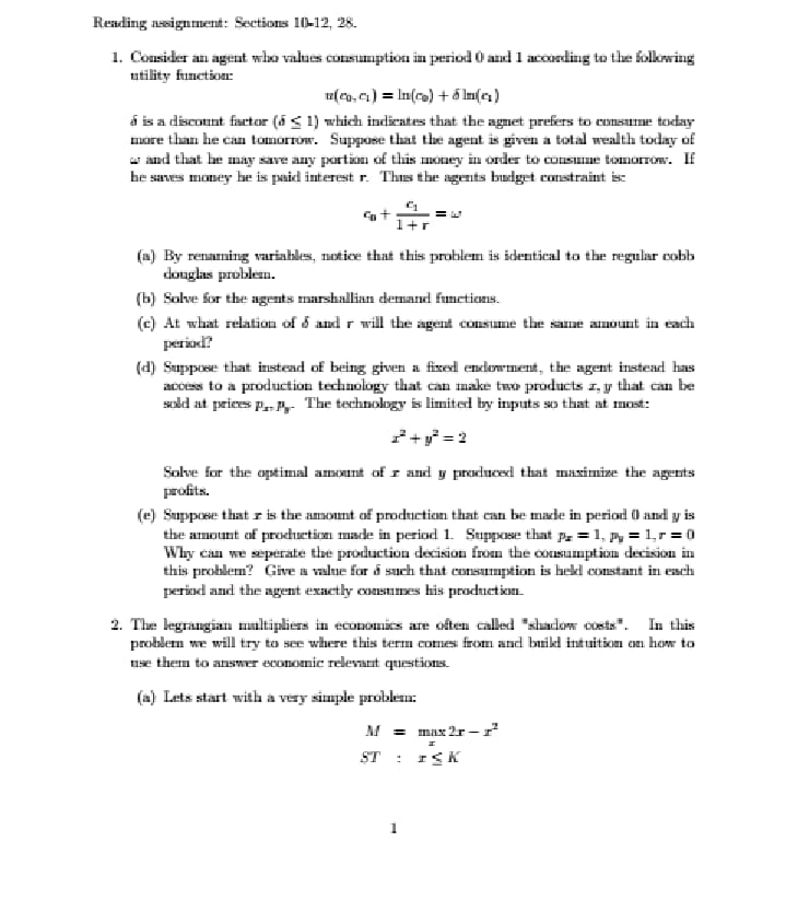 Experts help me.// Reading assignment: Sections 10-12, 28. 1. Consider an agent