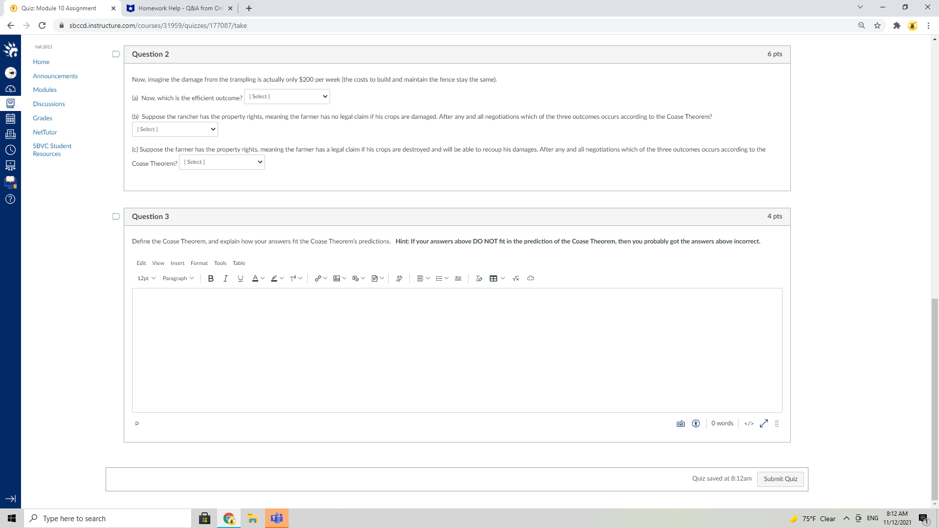 x - V X Asbccd.instructure.com/courses/31959/quizzes/177087/take Q Fall 2021 Home D Question 1