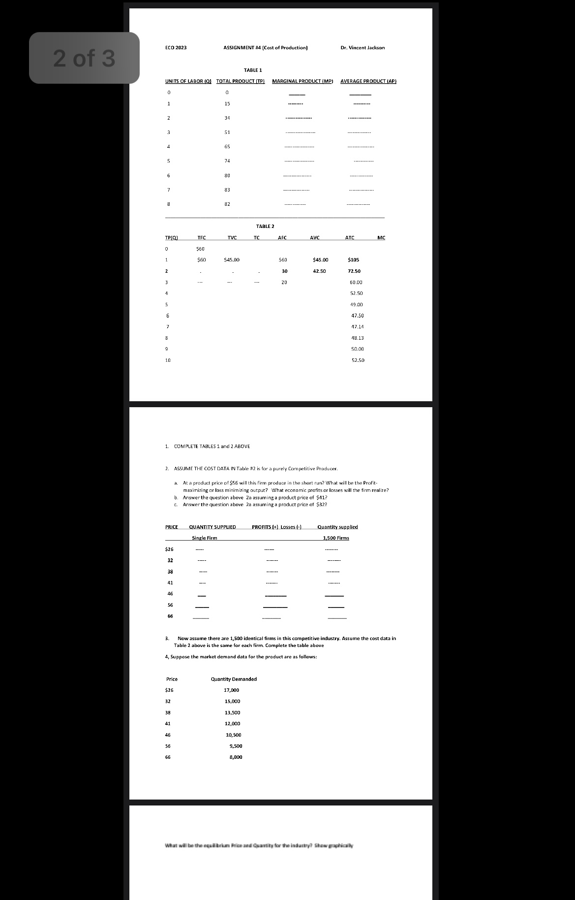 please fill in the table with the information in the reading. Please