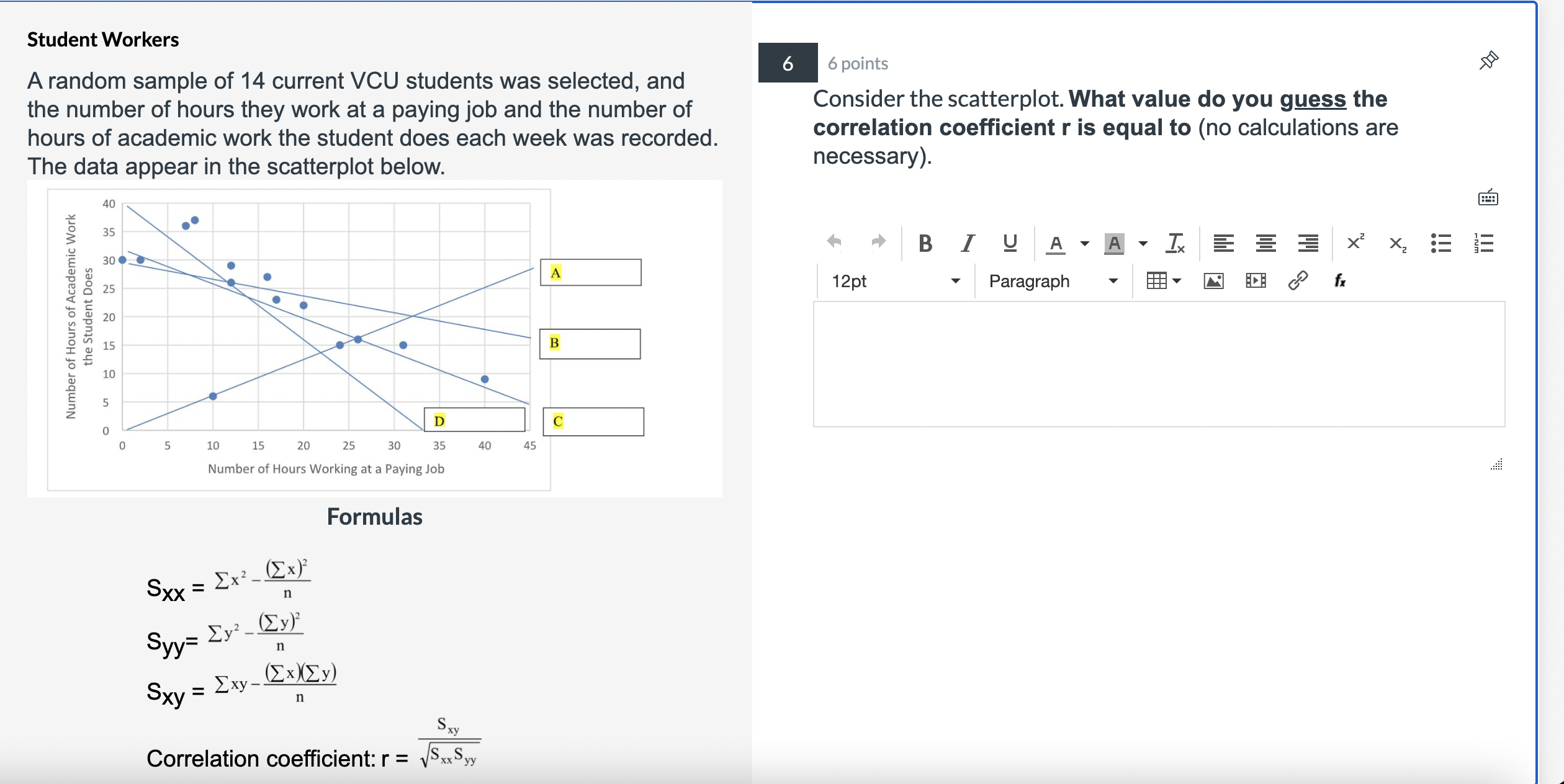 a paying job and the number of The regression line that gives