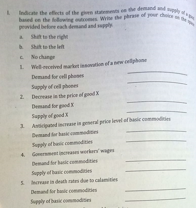 Can someone help me answer this, it's about Demand and Supply. The