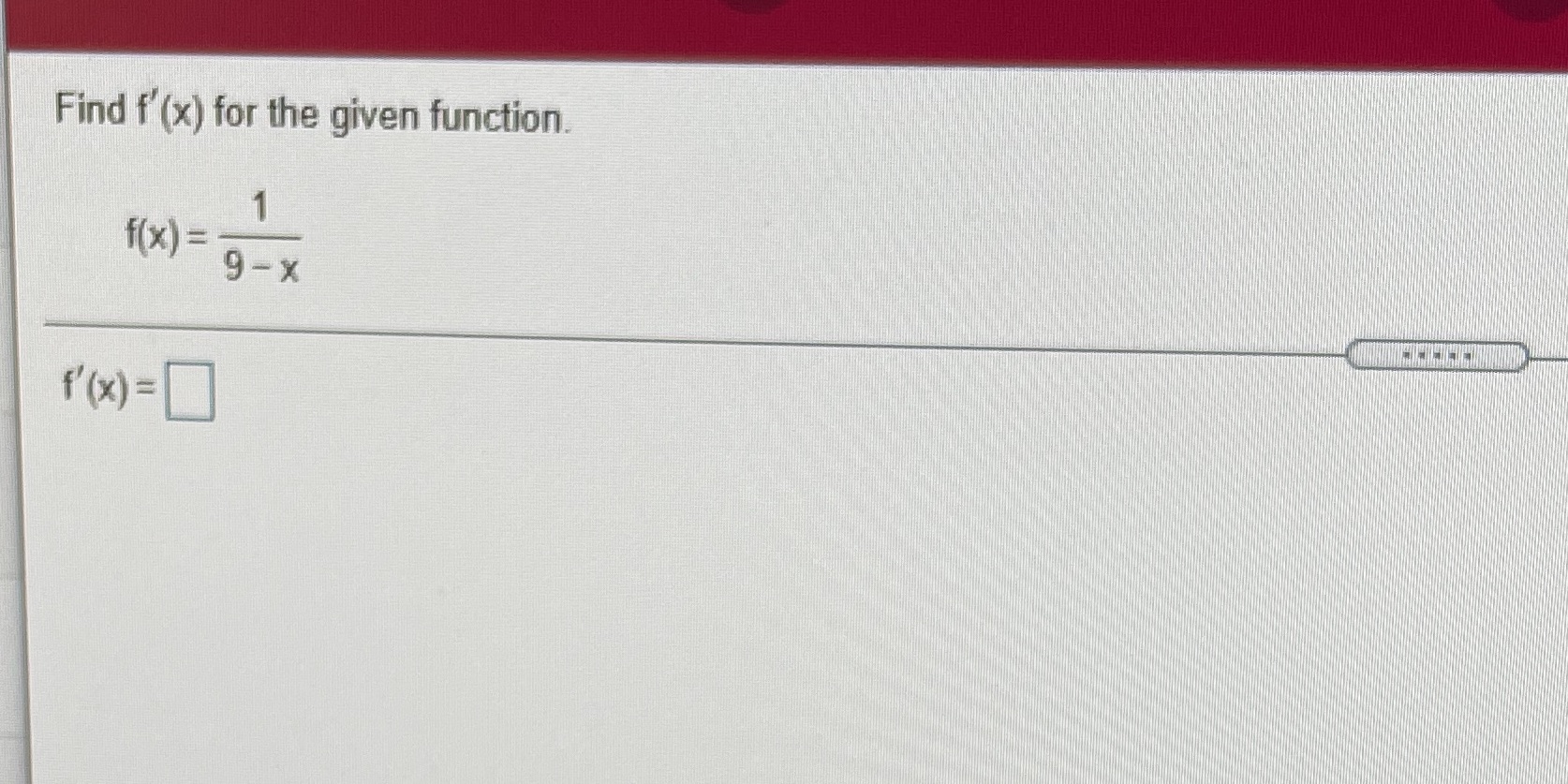 Find C (x) for the given function. 1 f'(x)