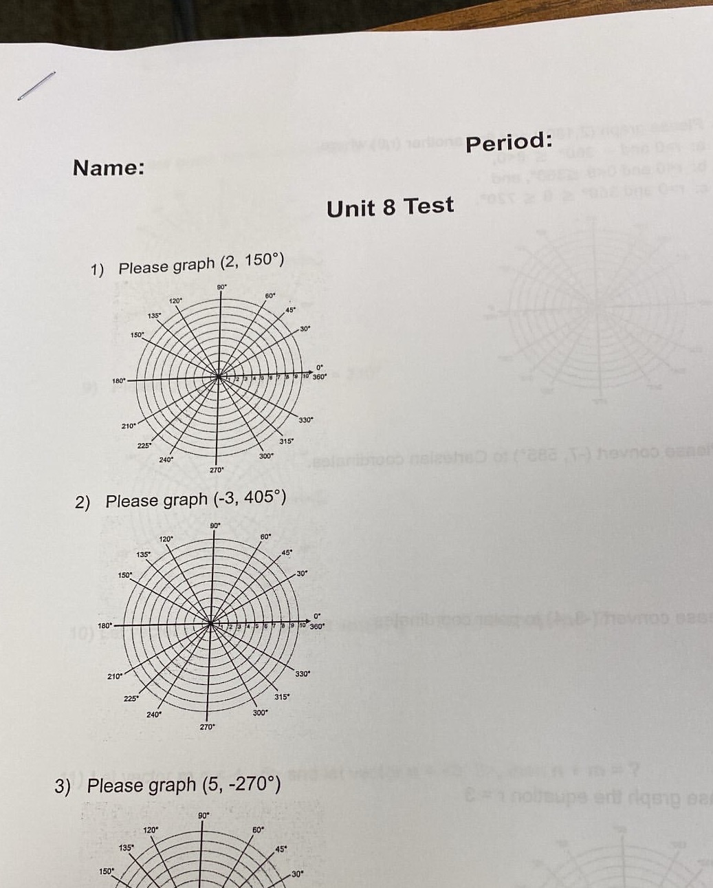 1.Please graph (2, 150)2.Please graph (-3, 405)3.Please graph (5, -270) Name: 01)