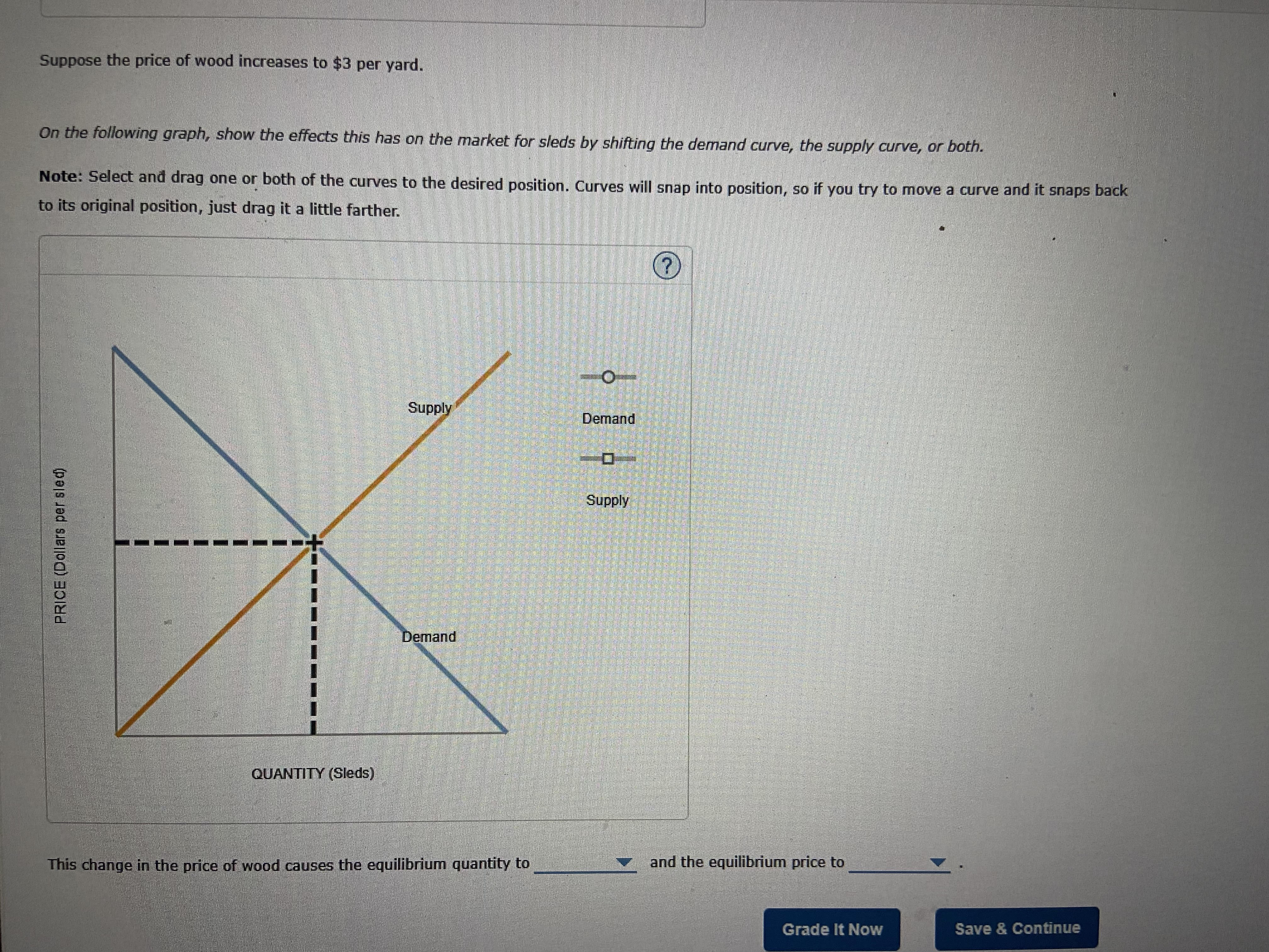 of sleds demanded by consumers (Q") depends on the price of an