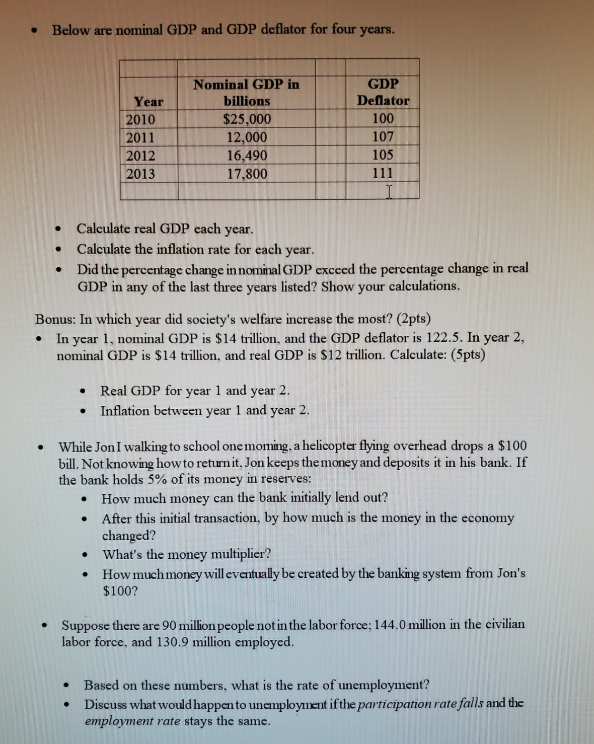 need help and explanation . Below are nominal GDP and GDP deflator