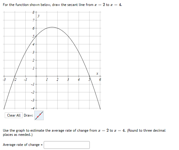 please assist For the function shown below, draw the secant line from