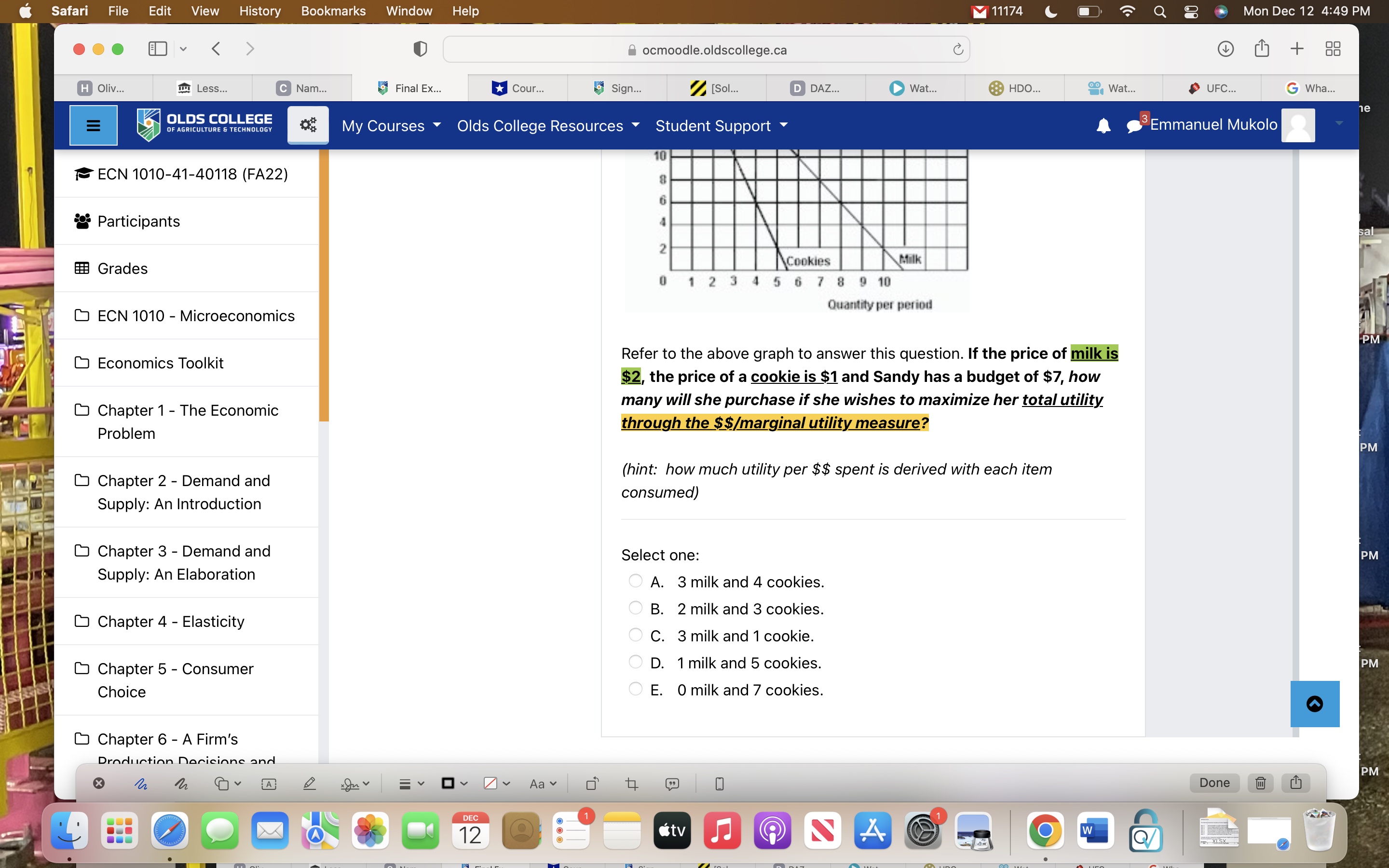 i ocmoodle.oldscol|ege.ca cl Final Ex\Safari File Edit View History Bookmarks Window Help