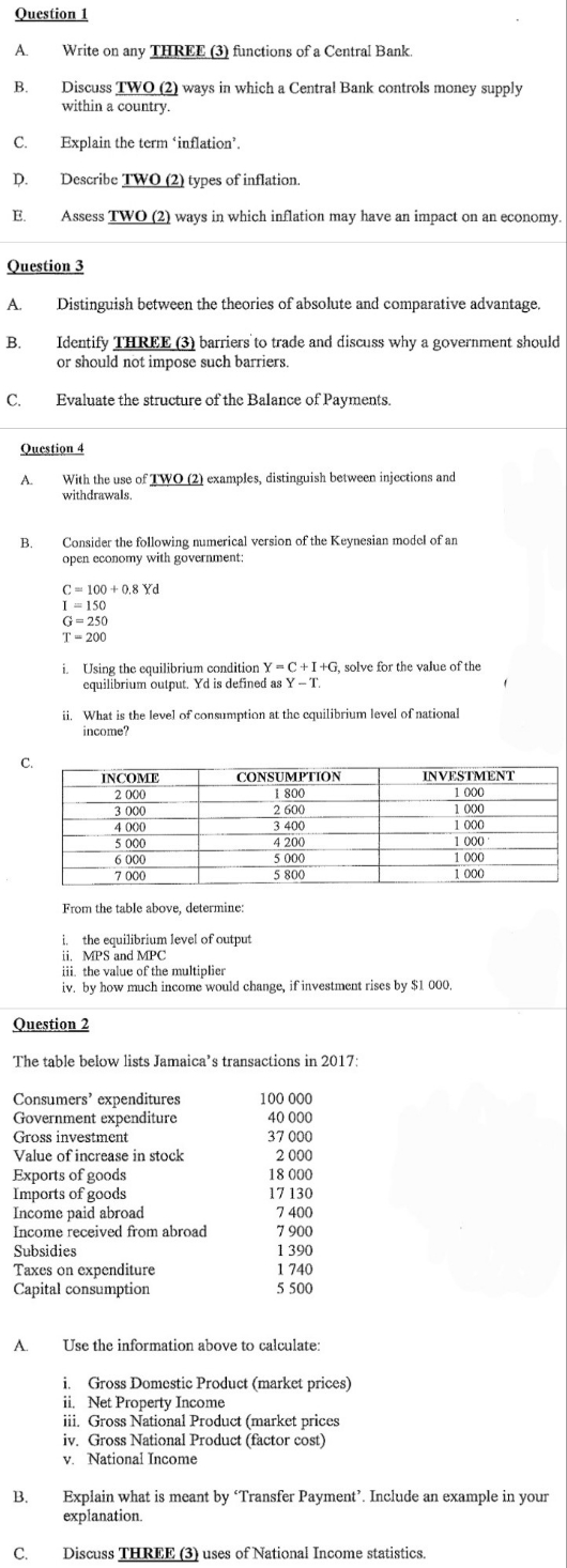  Question 1 A Write on any THREE (3) functions of a
