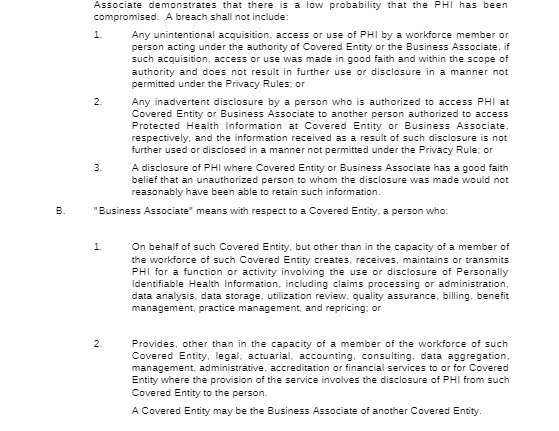  Associate demonstrates that there is a low probability that the PHI