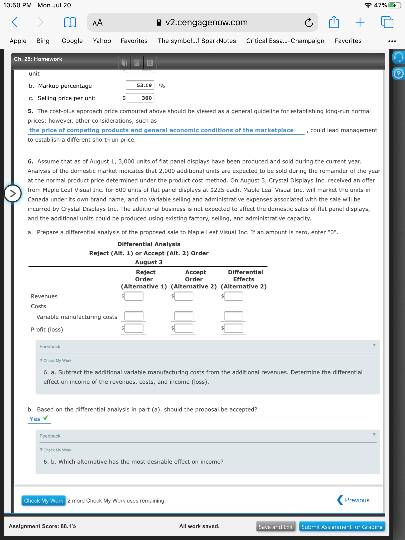 10:50 PM Apple Mon Jul 20 Bing Google Yahoo a v2.cengagenow.com The