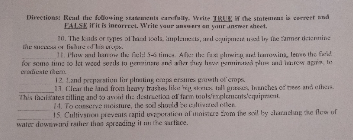 please help me to answer this Directions: Read the following statements carefully.