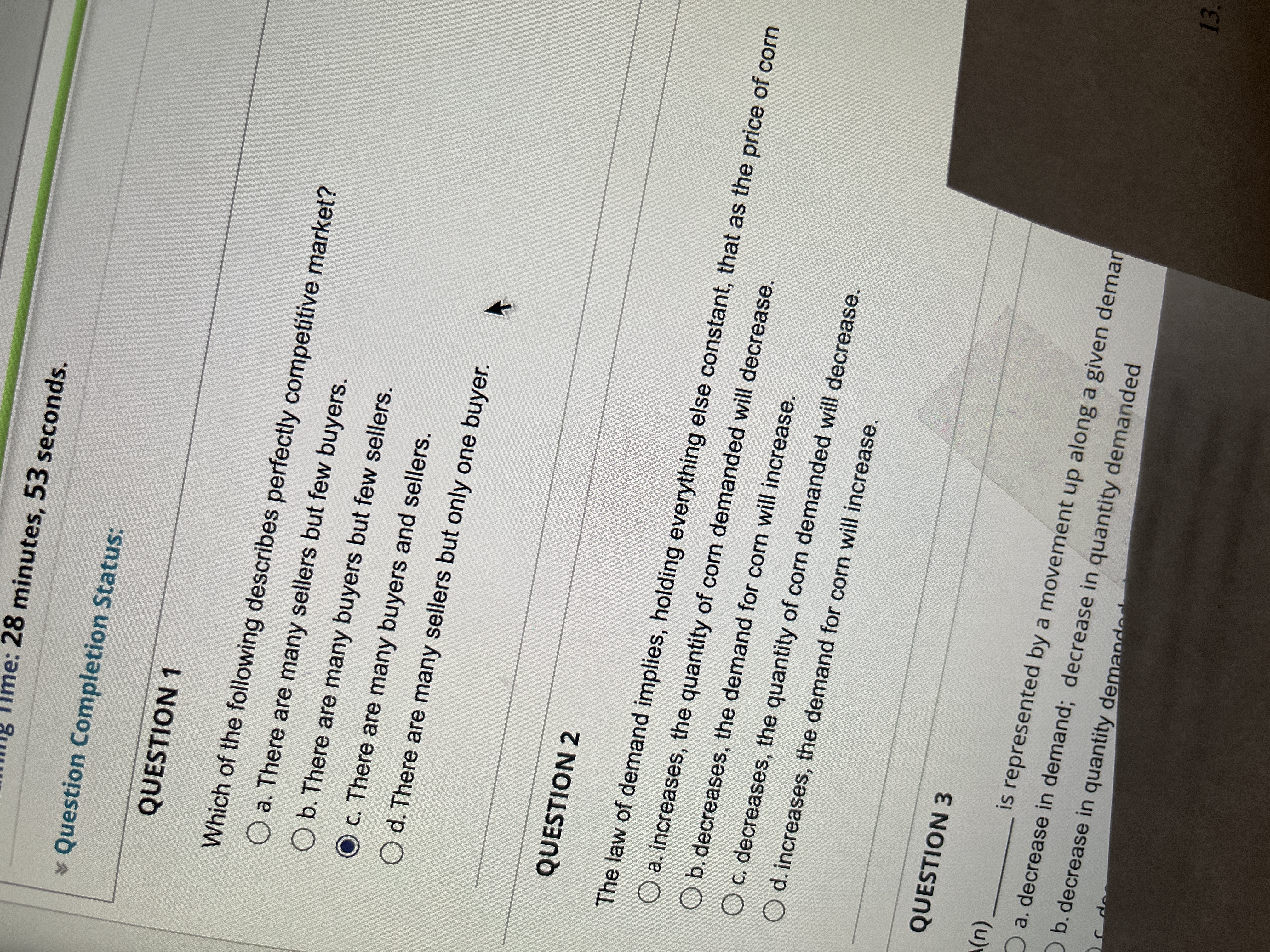 a decrease in the demand for iced coffee, then iced coffee O