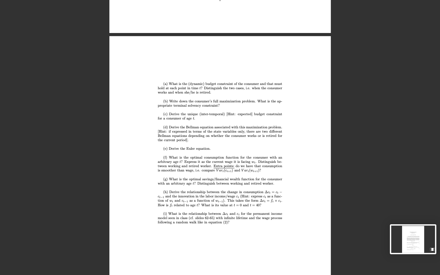 Set 2 Due Date: March 30th 2023 1 The Permanent Income Hypothesis