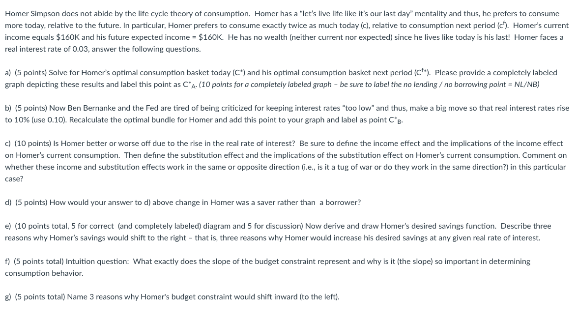 Homer Simpson does not abide by the life cycle theory of