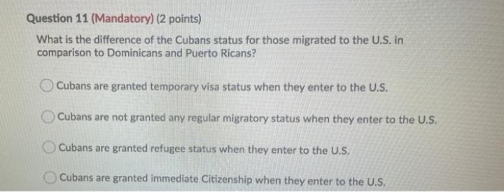 provide explanation also Question 11 (Mandatory) (2 points) What is the difference