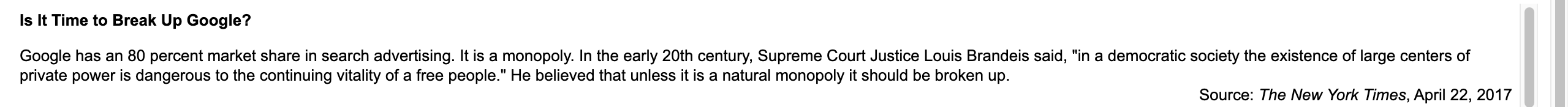  Is It Time to Break Up Google? Google has an 80