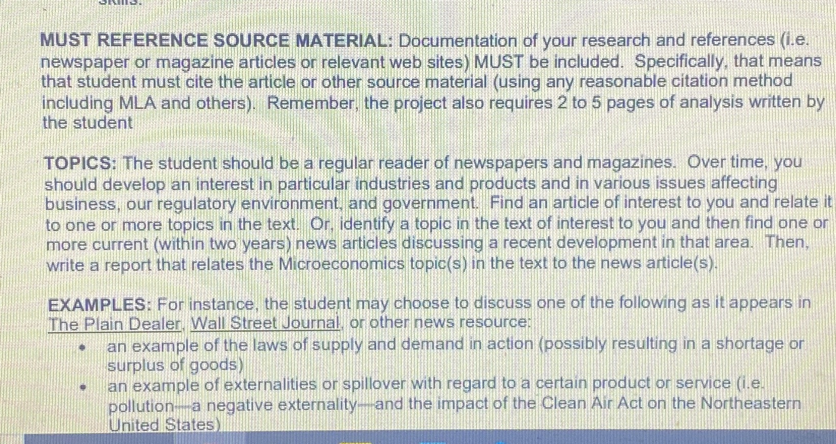 newspaper, magazine, or journal article that directly relates to a topic covered